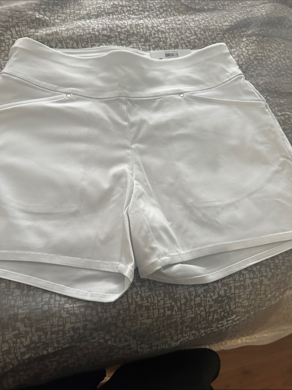 INC International Concepts White Athletic Shorts with Wide Waistband